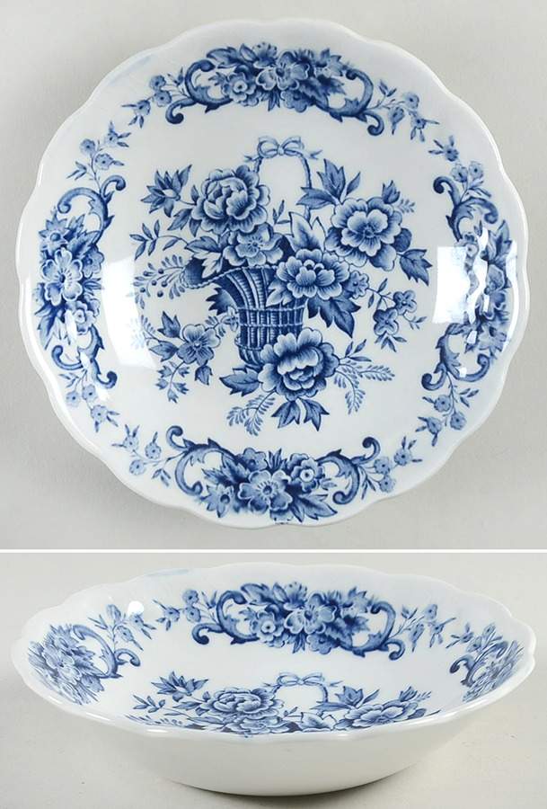 Old English Bouquet Blue Fruit/Dessert (Sauce) Bowl by Ridgway (Ridgways)-1