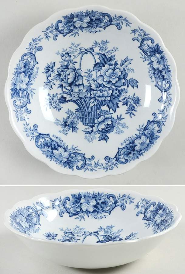 Old English Bouquet Blue Coupe Cereal Bowl by Ridgway (Ridgways)-1