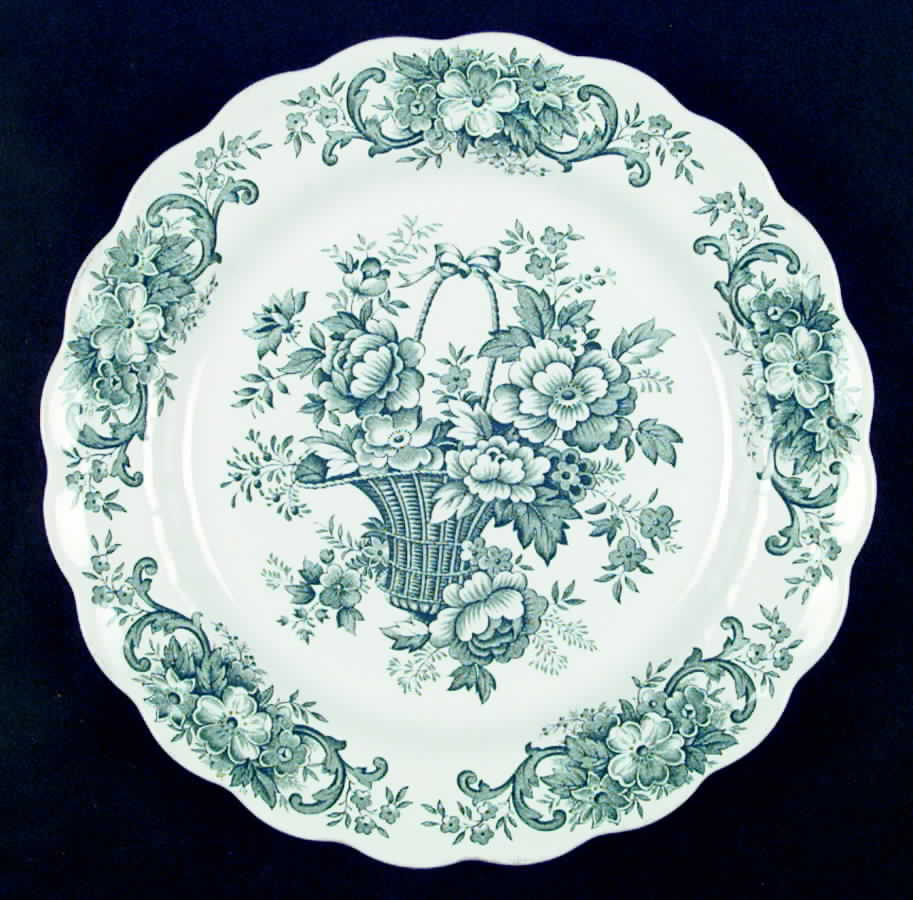 Old English Bouquet Green Dinner Plate by Ridgway (Ridgways)-1