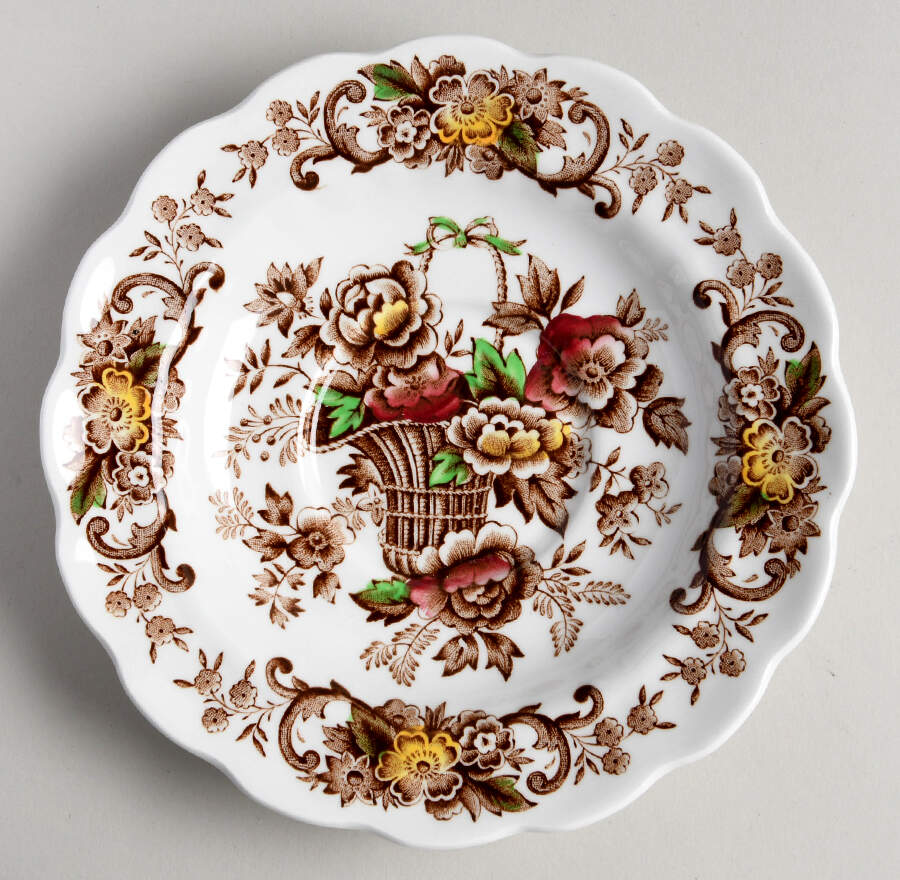 Old English Bouquet Brown Multicolor Saucer by Ridgway (Ridgways)-1