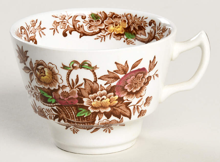 Old English Bouquet Brown Multicolor Flat Cup by Ridgway (Ridgways)-1