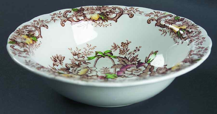 Old English Bouquet Brown Multicolor 8" Round Vegetable Bowl by Ridgway (Ridgways)-1