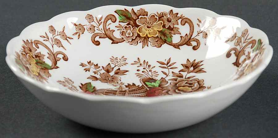 Old English Bouquet Brown Multicolor Fruit/Dessert (Sauce) Bowl by Ridgway (Ridgways)-1