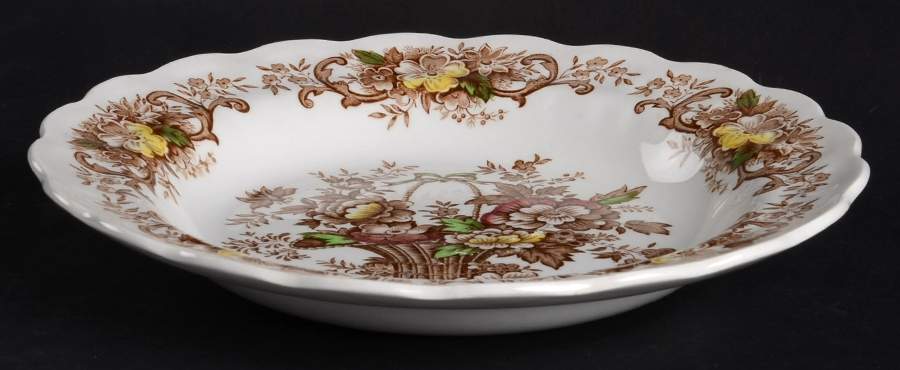 Old English Bouquet Brown Multicolor Rim Soup Bowl by Ridgway (Ridgways)-1