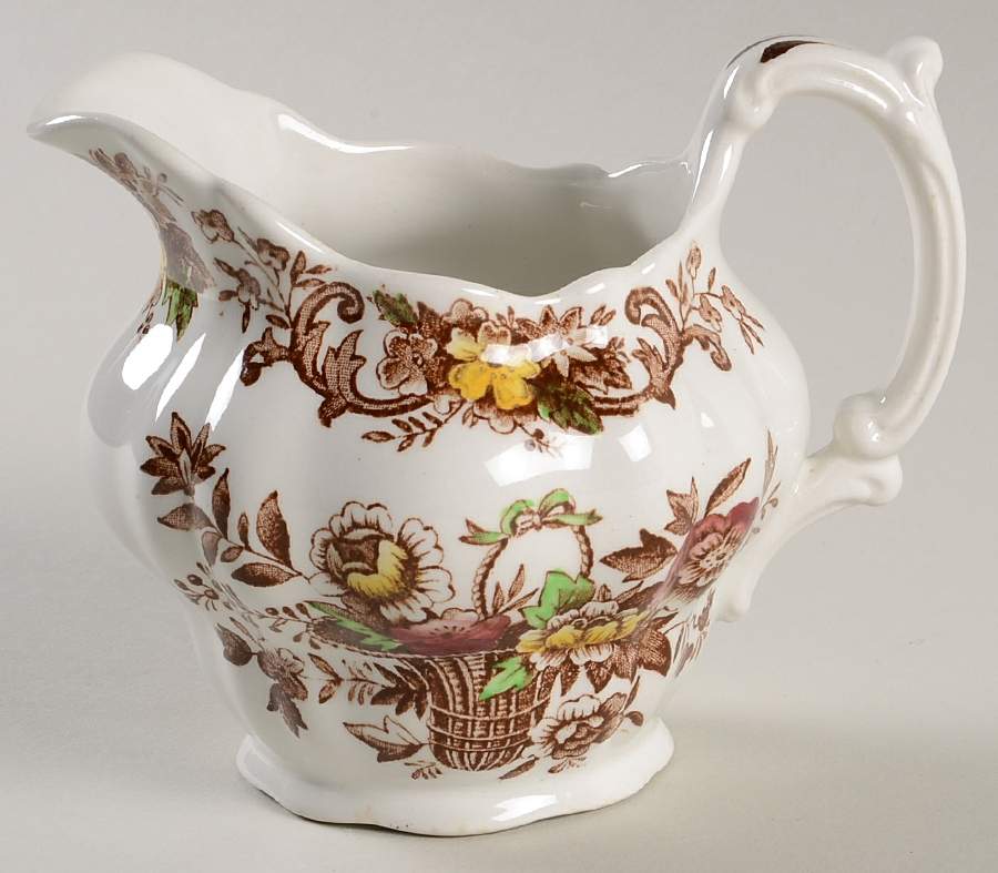 Old English Bouquet Brown Multicolor Creamer by Ridgway (Ridgways)-1