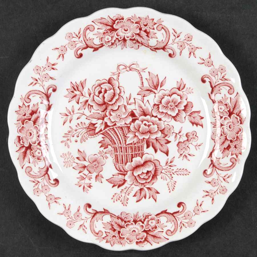 Old English Bouquet Red Bread & Butter Plate by Ridgway (Ridgways)-1