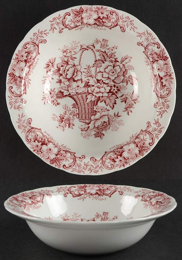 Old English Bouquet Red 8" Round Vegetable Bowl by Ridgway (Ridgways)-1