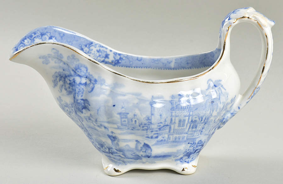 Oriental (Blue, Gold Trim) Gravy Boat by Ridgway (Ridgways)-1