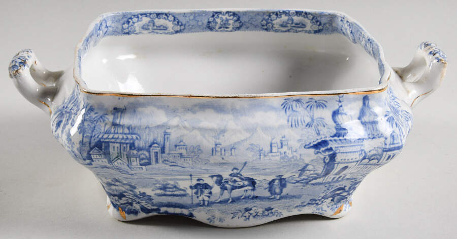 Oriental (Blue, Gold Trim) Square Vegetable No Lid by Ridgway (Ridgways)-1