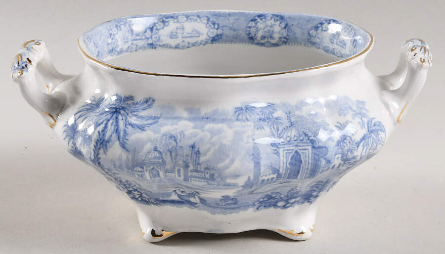 Oriental (Blue, Gold Trim) Mini Tureen No Lid by Ridgway (Ridgways)-1