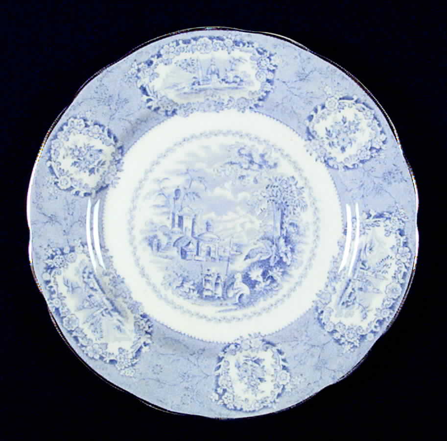 Oriental (Blue, Gold Trim) Dessert/Pie Plate by Ridgway (Ridgways)-1