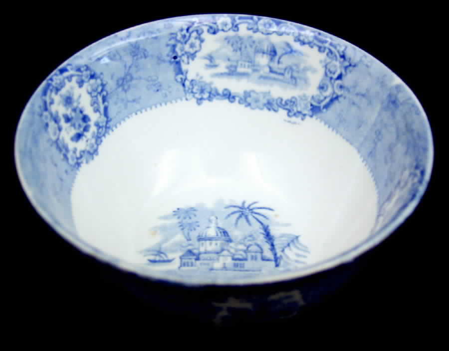 Oriental (Blue, Gold Trim) Cranberry Bowl by Ridgway (Ridgways)-1