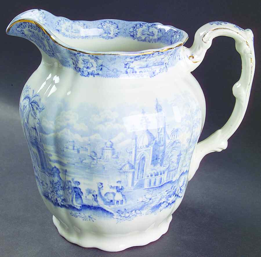 Oriental (Blue, Gold Trim) 64 Oz Pitcher by Ridgway (Ridgways)-1