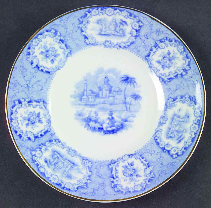 Oriental (Blue, Gold Trim) Saucer for Ramekin by Ridgway (Ridgways)-1
