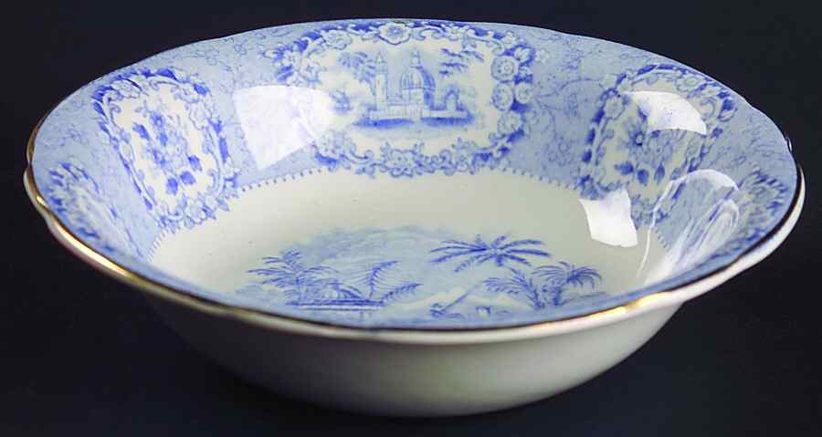 Oriental (Blue, Gold Trim) Coupe Cereal Bowl by Ridgway (Ridgways)-1