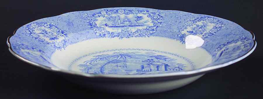 Oriental (Blue, Gold Trim) Large Rim Soup Bowl by Ridgway (Ridgways)-1