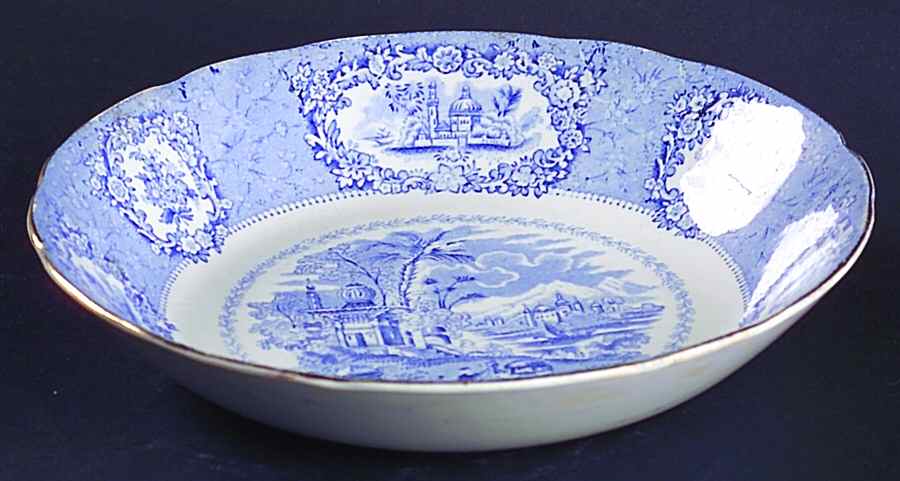 Oriental (Blue, Gold Trim) Coupe Soup Bowl by Ridgway (Ridgways)-1