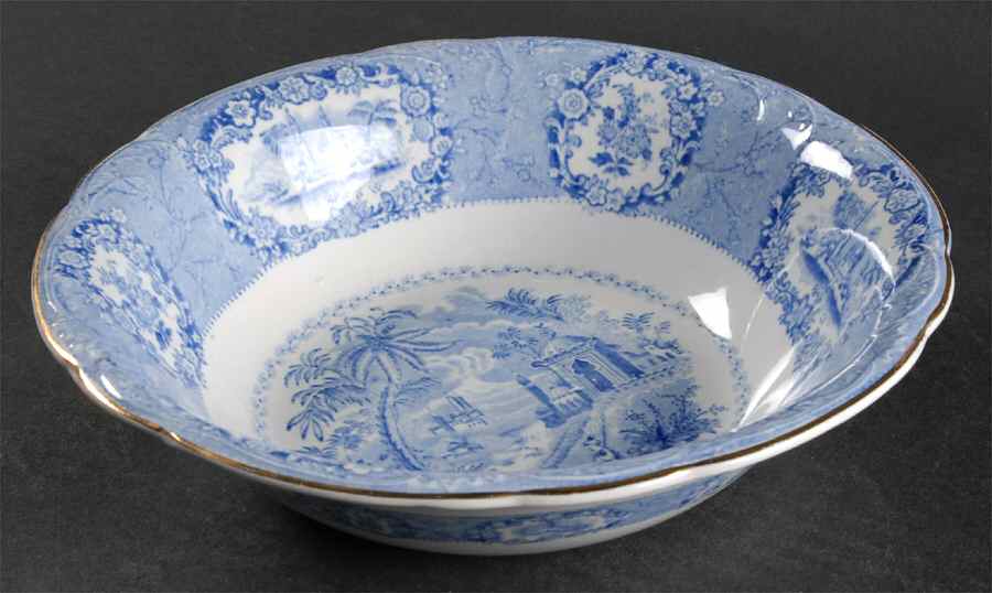 Oriental (Blue, Gold Trim) 8" Round Vegetable Bowl by Ridgway (Ridgways)-1
