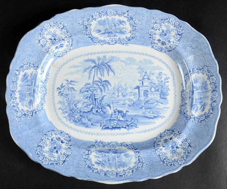 Oriental (Blue, Gold Trim) 13" Oval Serving Platter by Ridgway (Ridgways)-1