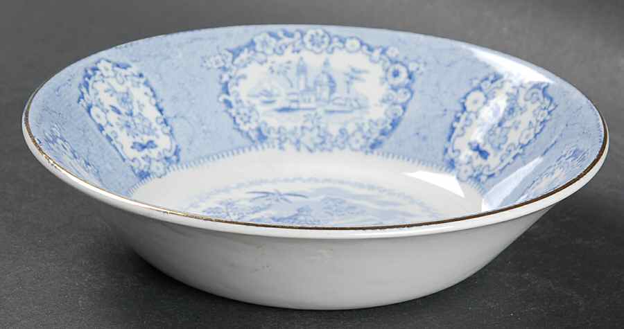 Oriental (Blue, Gold Trim) Coupe Cereal Bowl by Ridgway (Ridgways)-1