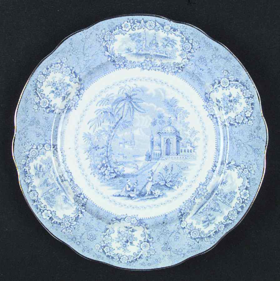 Oriental (Blue, Gold Trim) Dinner Plate by Ridgway (Ridgways)-1