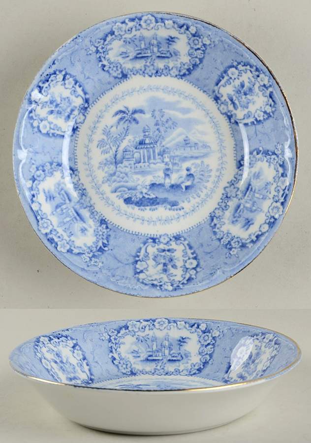 Oriental (Blue, Gold Trim) Rim Fruit/Dessert (Sauce) Bowl by Ridgway (Ridgways)-1
