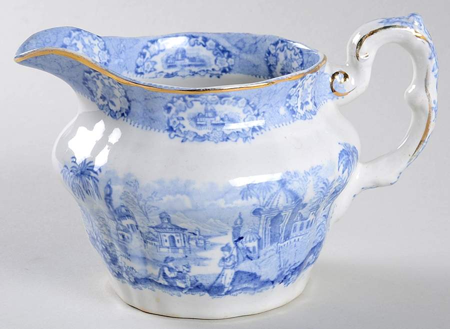 Oriental (Blue, Gold Trim) Creamer by Ridgway (Ridgways)-1