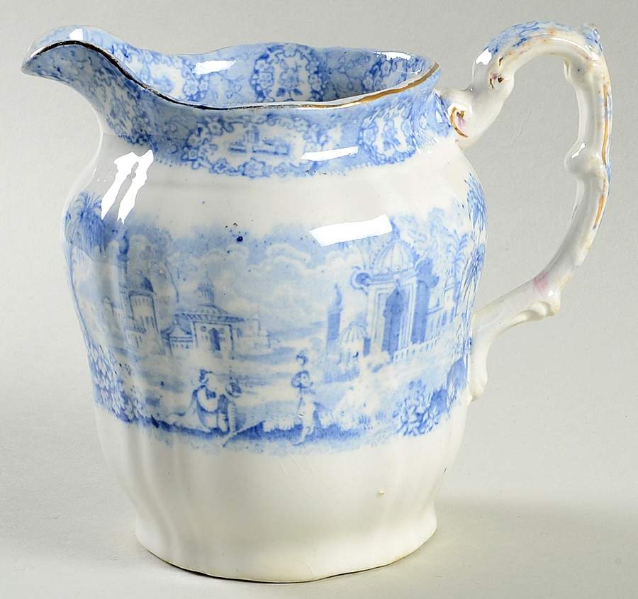 Oriental (Blue, Gold Trim) Milk Pitcher by Ridgway (Ridgways)-1