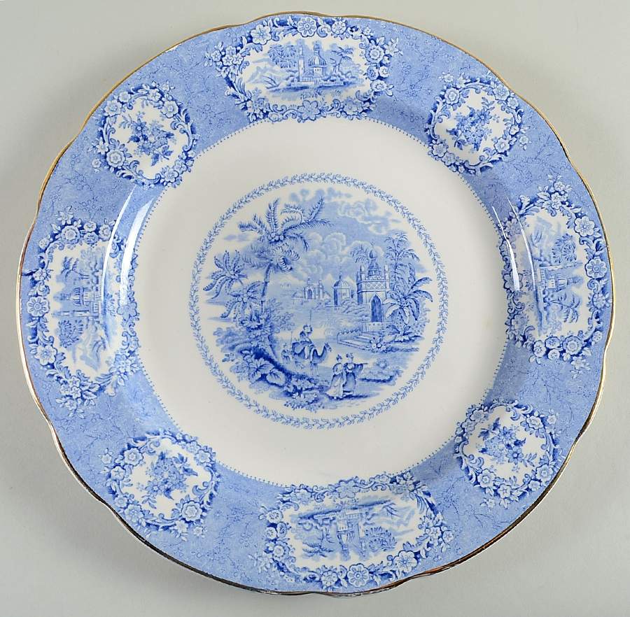 Oriental (Blue, Gold Trim) 12" Chop Plate (Round Platter) by Ridgway (Ridgways)-1