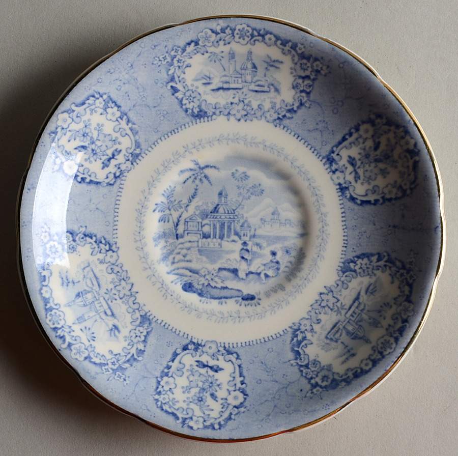 Oriental (Blue, Gold Trim) Saucer for Oversized Cup by Ridgway (Ridgways)-1