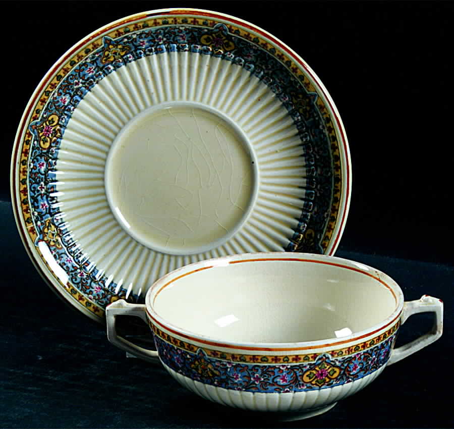 Orient Flat Cream Soup Bowl & Saucer Set by Ridgway (Ridgways)-1