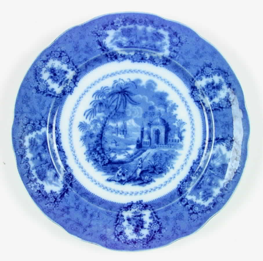 Oriental (Flow Blue, No Trim) Dinner Plate by Ridgway (Ridgways)-1