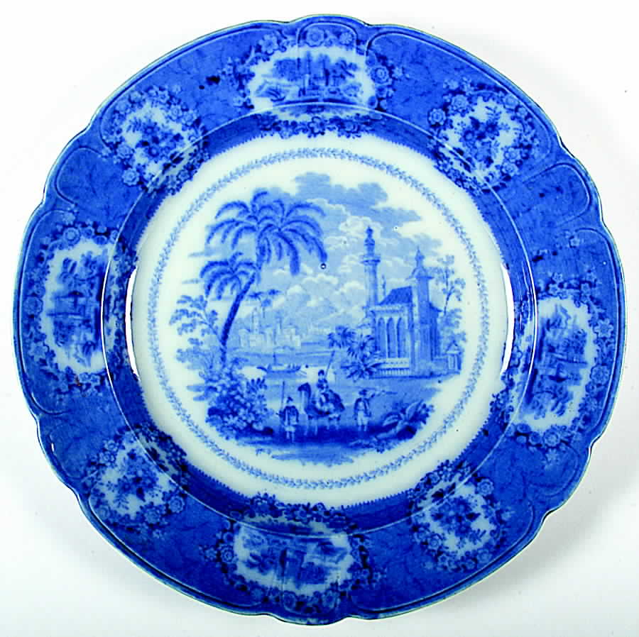 Oriental (Flow Blue, No Trim) 13" Chop Plate (Round Platter) by Ridgway (Ridgways)-1