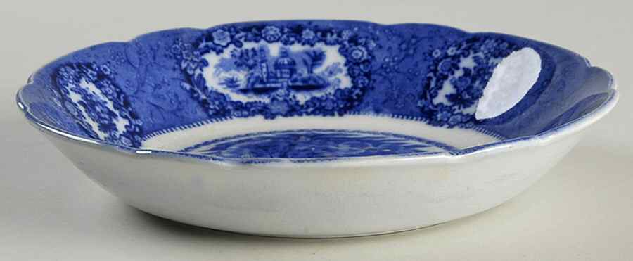 Oriental (Flow Blue, No Trim) Coupe Soup Bowl by Ridgway (Ridgways)-1