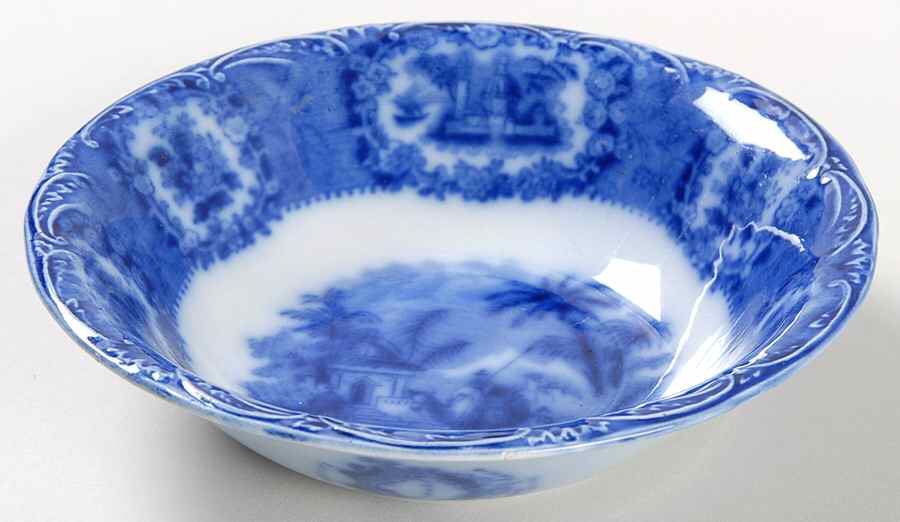 Oriental (Flow Blue, No Trim) Coupe Cereal Bowl by Ridgway (Ridgways)-1