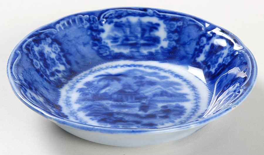 Oriental (Flow Blue, No Trim) Fruit/Dessert (Sauce) Bowl by Ridgway (Ridgways)-1