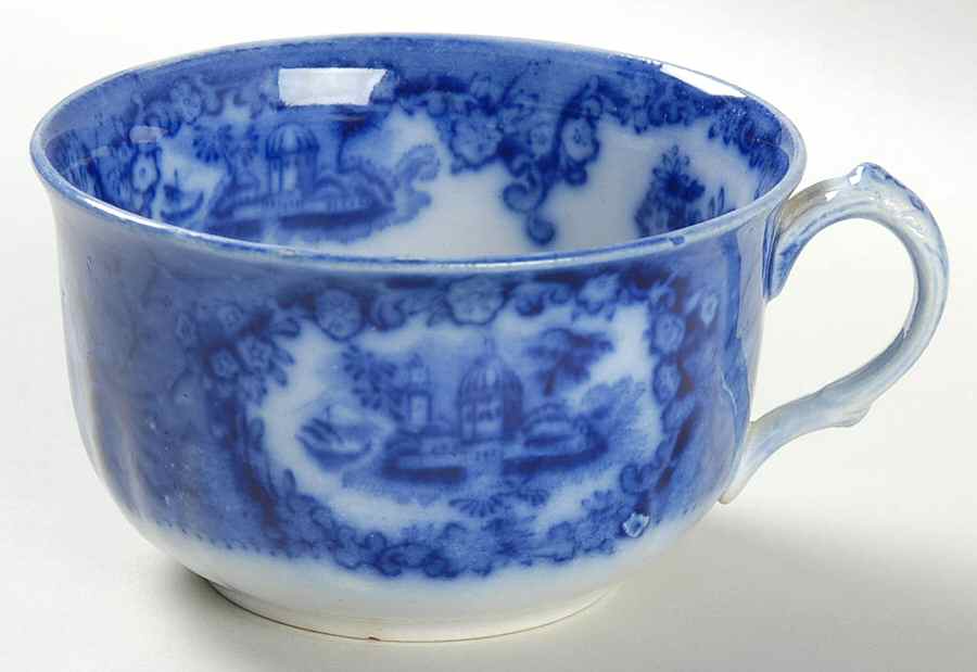 Oriental (Flow Blue, No Trim) Flat Cup by Ridgway (Ridgways)-1