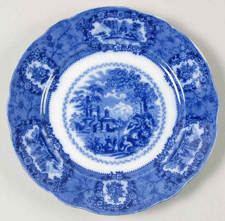 Oriental (Flow Blue, No Trim) Dessert/Pie Plate by Ridgway (Ridgways)-1