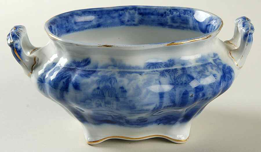 Oriental (Flow Blue, No Trim) Sauce Boat No Lid by Ridgway (Ridgways)-1