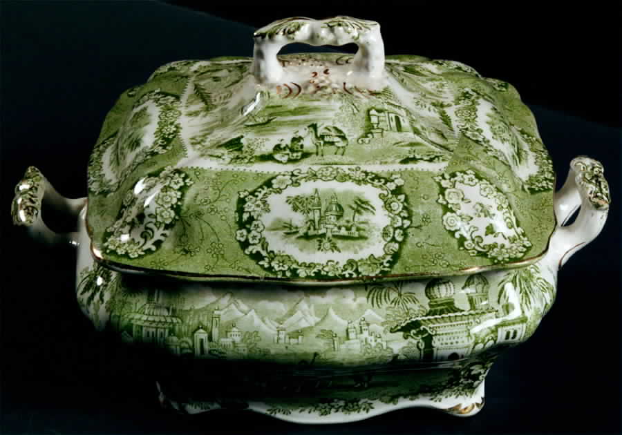 Oriental (Green) Square Covered Vegetable by Ridgway (Ridgways)-1
