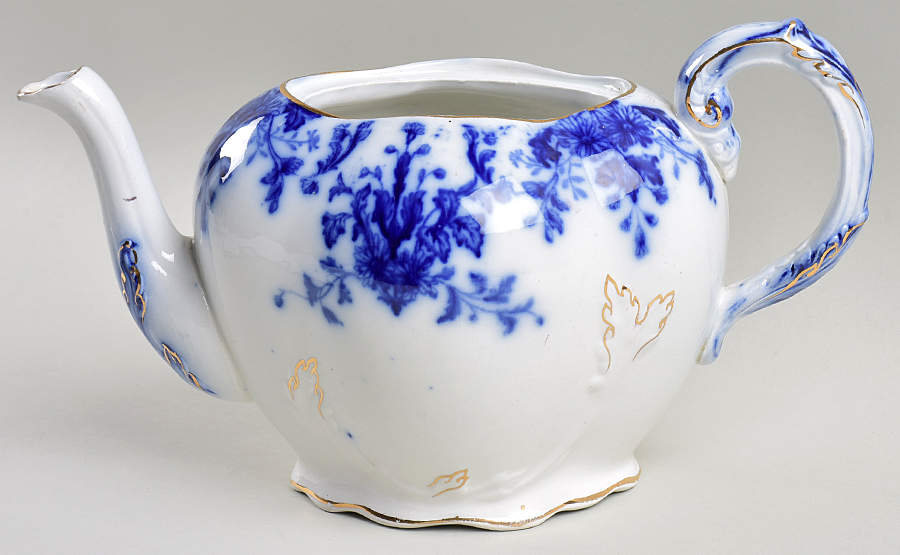 Osborne (Flow Blue) Teapot No Lid by Ridgway (Ridgways)-1