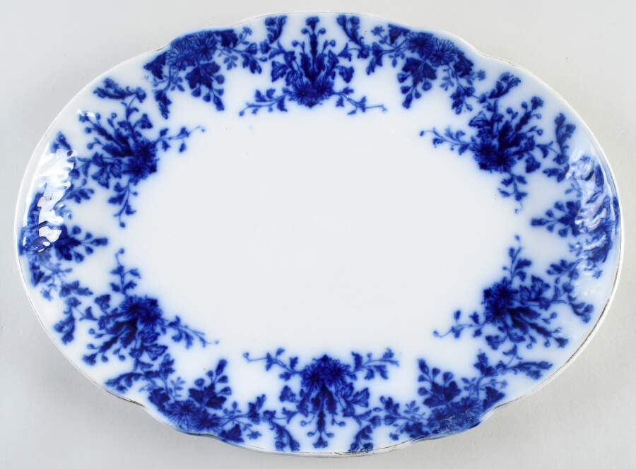 Osborne (Flow Blue) 16" Oval Serving Platter by Ridgway (Ridgways)-1