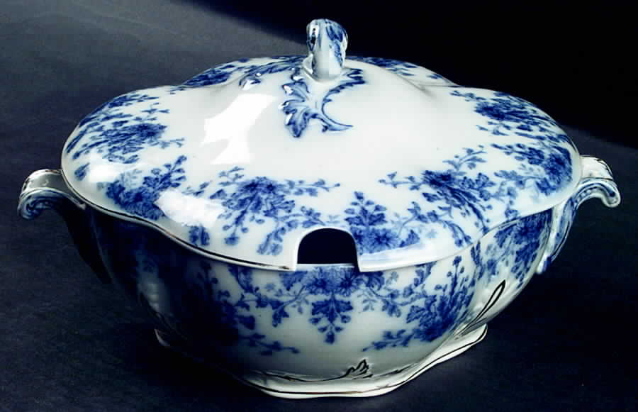 Osborne (Flow Blue) Tureen &  Lid by Ridgway (Ridgways)-1