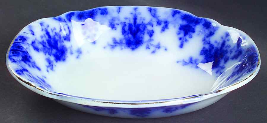 Osborne (Flow Blue) 9" Oval Vegetable Bowl by Ridgway (Ridgways)-1