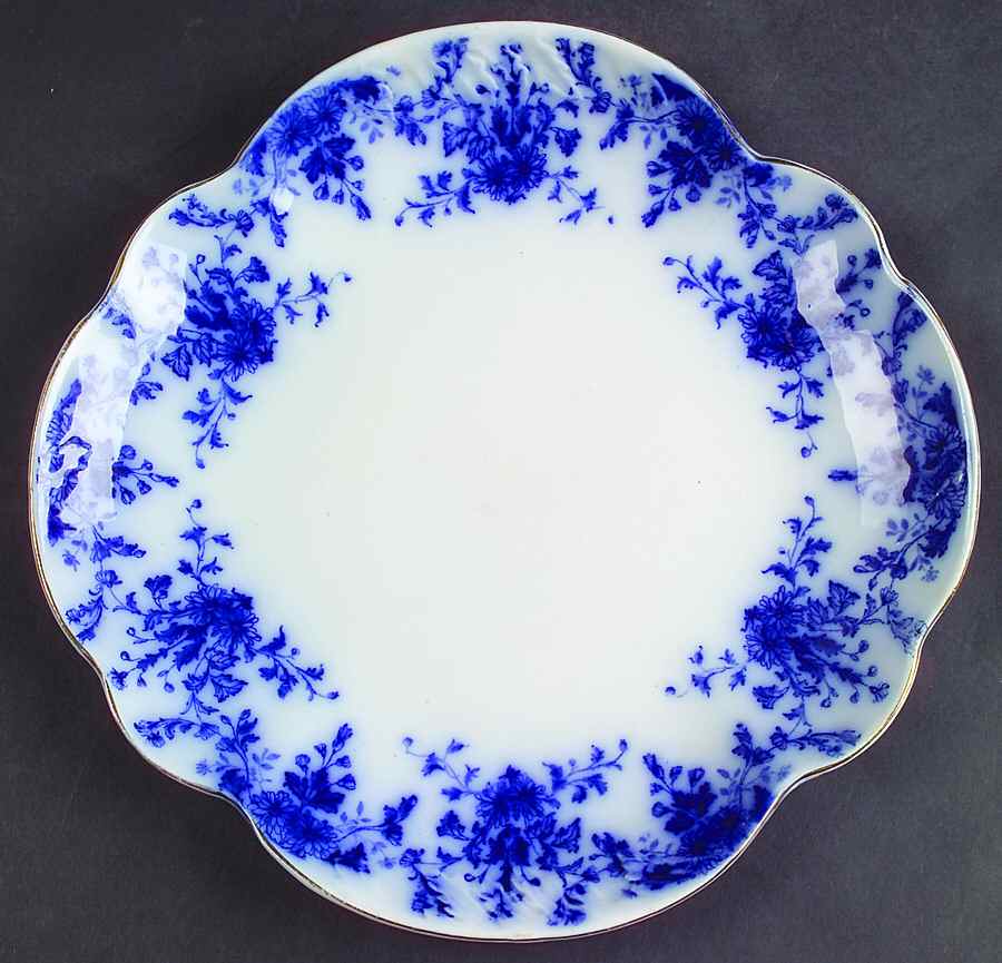 Osborne (Flow Blue) Cake Plate by Ridgway (Ridgways)-1