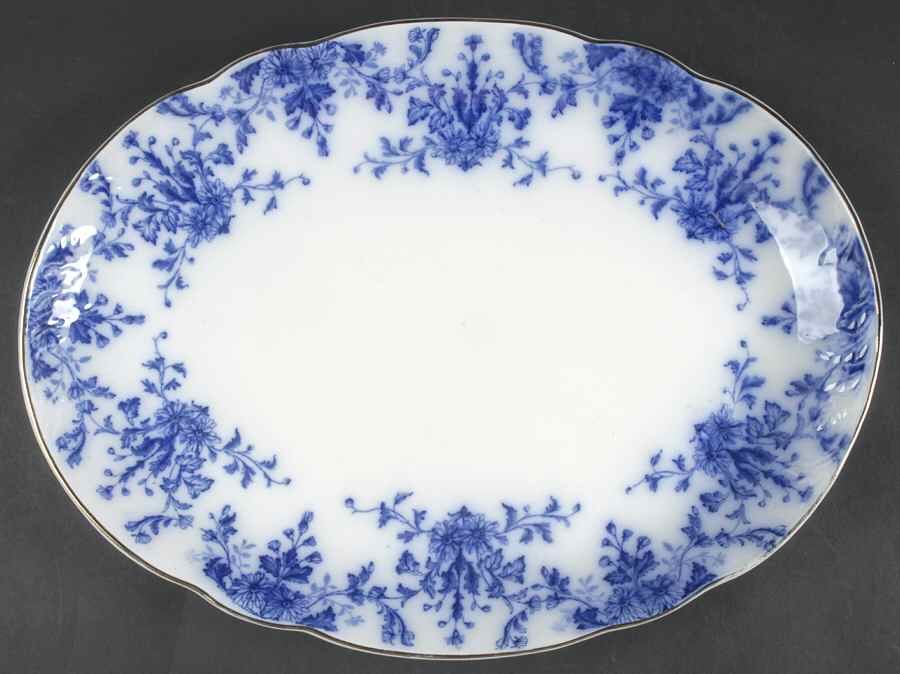 Osborne (Flow Blue) 14" Oval Serving Platter by Ridgway (Ridgways)-1