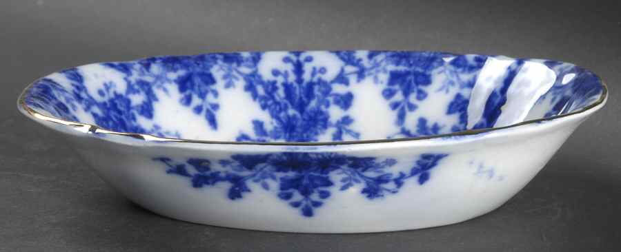 Osborne (Flow Blue) 8" Oval Vegetable Bowl by Ridgway (Ridgways)-1