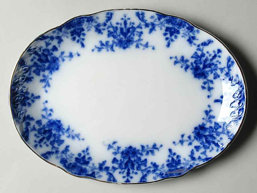 Osborne (Flow Blue) 10" Oval Serving Platter by Ridgway (Ridgways)-1