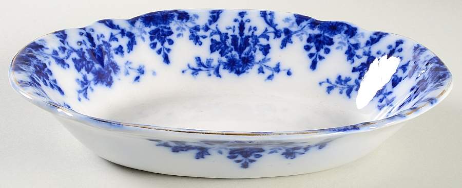 Osborne (Flow Blue) 10" Oval Vegetable Bowl by Ridgway (Ridgways)-1