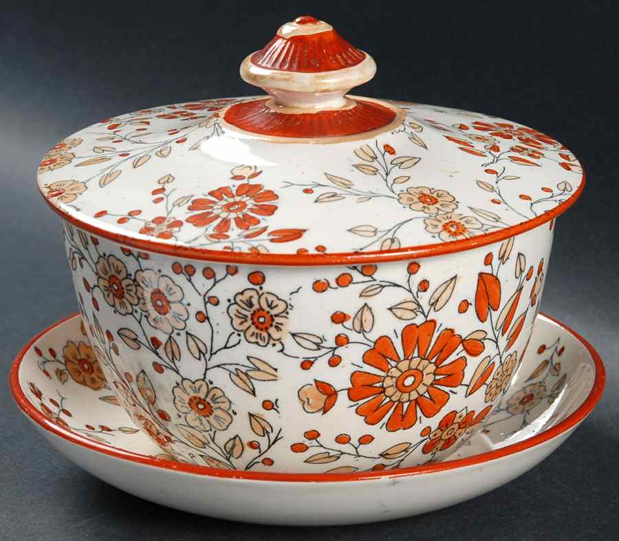 Persia (Old) Sauce Boat & Lid with Underplate by Ridgway (Ridgways)-1